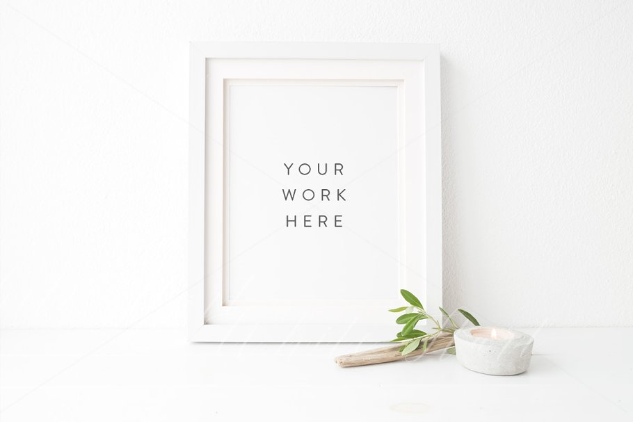时尚白色画框样机模型 8×10″ Art frame mock up – botanical
