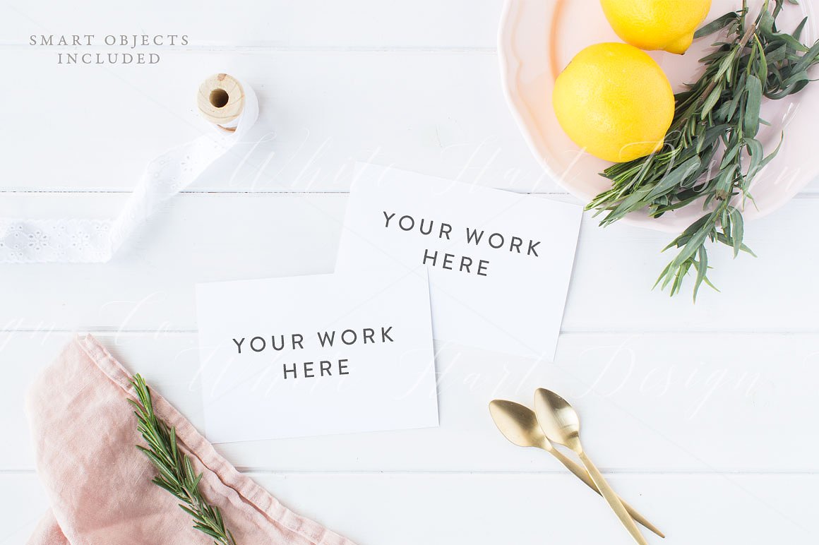 卡片展示样机模板 2 recipe cards mock up – Psd+Jpg