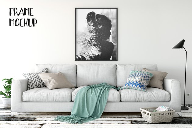 室内画框样机 White Interior Frame Mockup – (8×10)