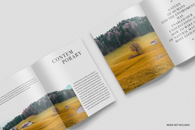 极简主义杂志画册设计样机模板 [psd]