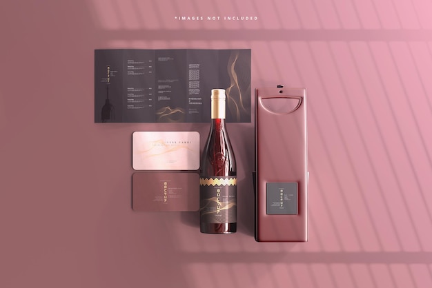 酒瓶品牌套装设计展示样机模板[psd]